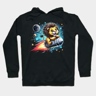 Majestic Lion Takes Flight to the Cosmos Hoodie